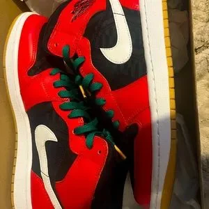 Christmas Jordan 1 they are red,black,and white with green laces and gum bottoms Jordan | Shoes | Christmas Jordan They Are Redblackand White  main image 2